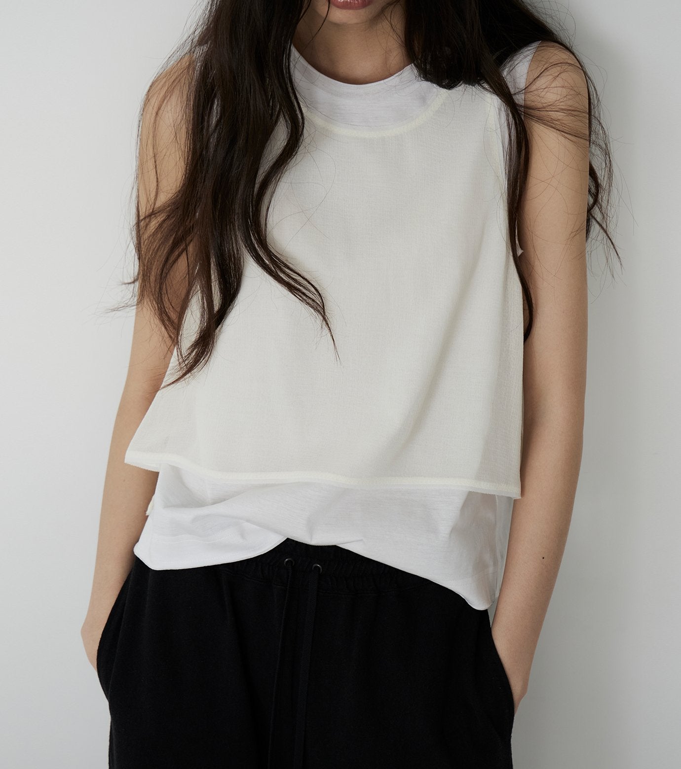 Chiffon x Cotton Tank Top
