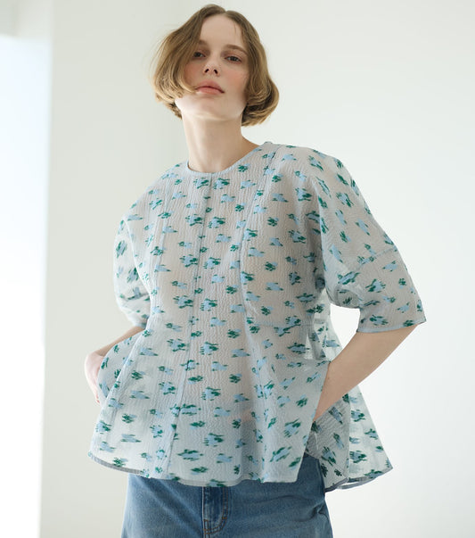 Flower Jacquard Blouse