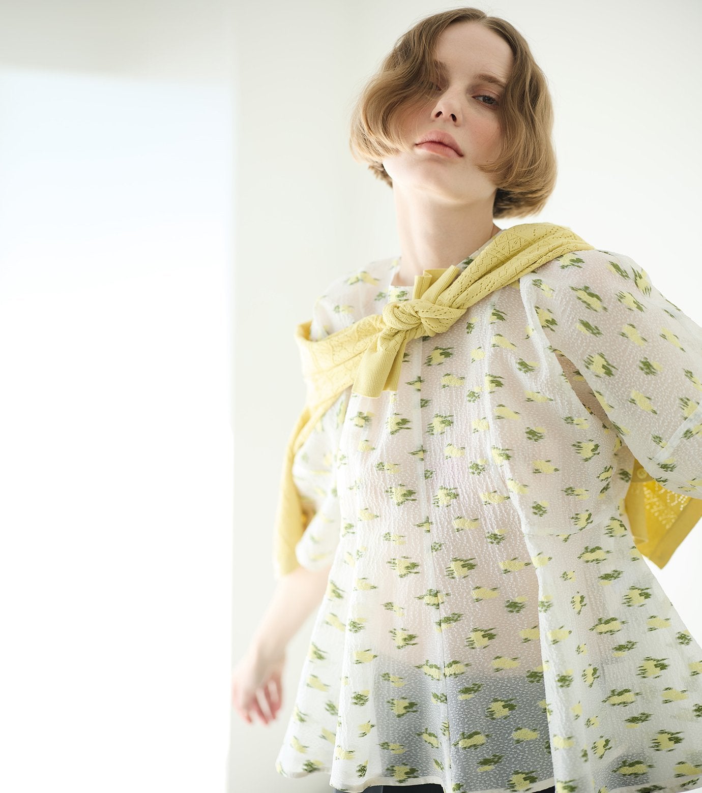 Flower Jacquard Blouse
