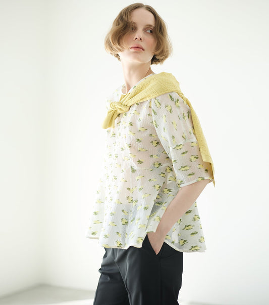 Flower Jacquard Blouse