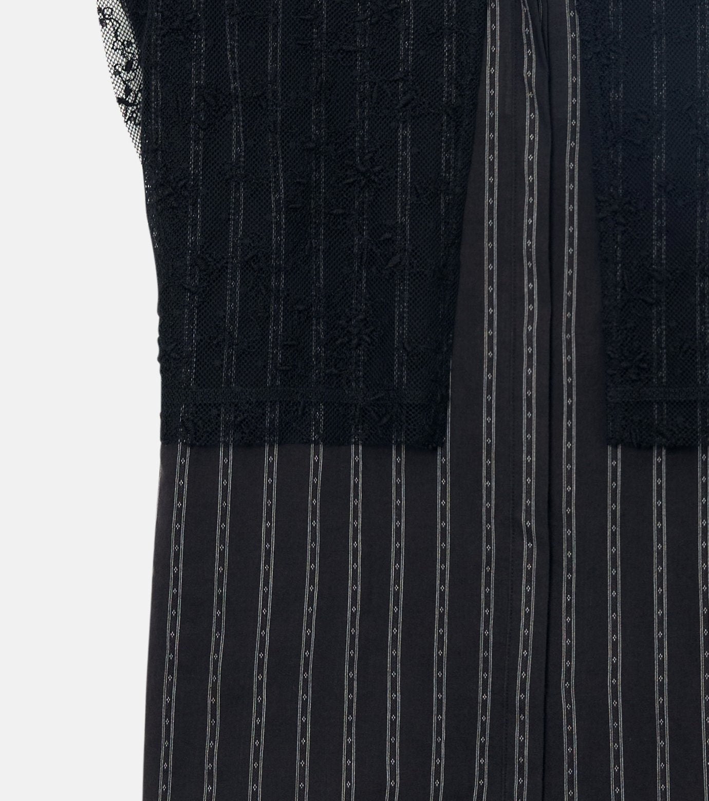 Striped Sleeveless Shirt with Lace Bib