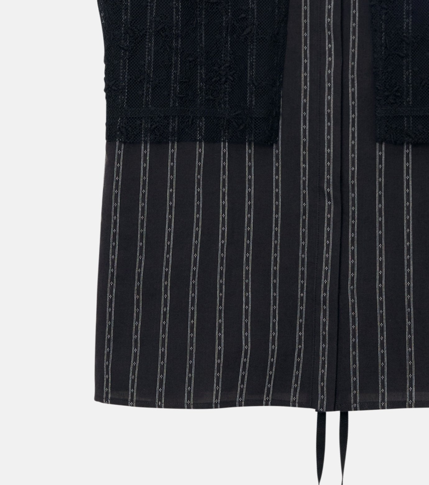 Striped Sleeveless Shirt with Lace Bib