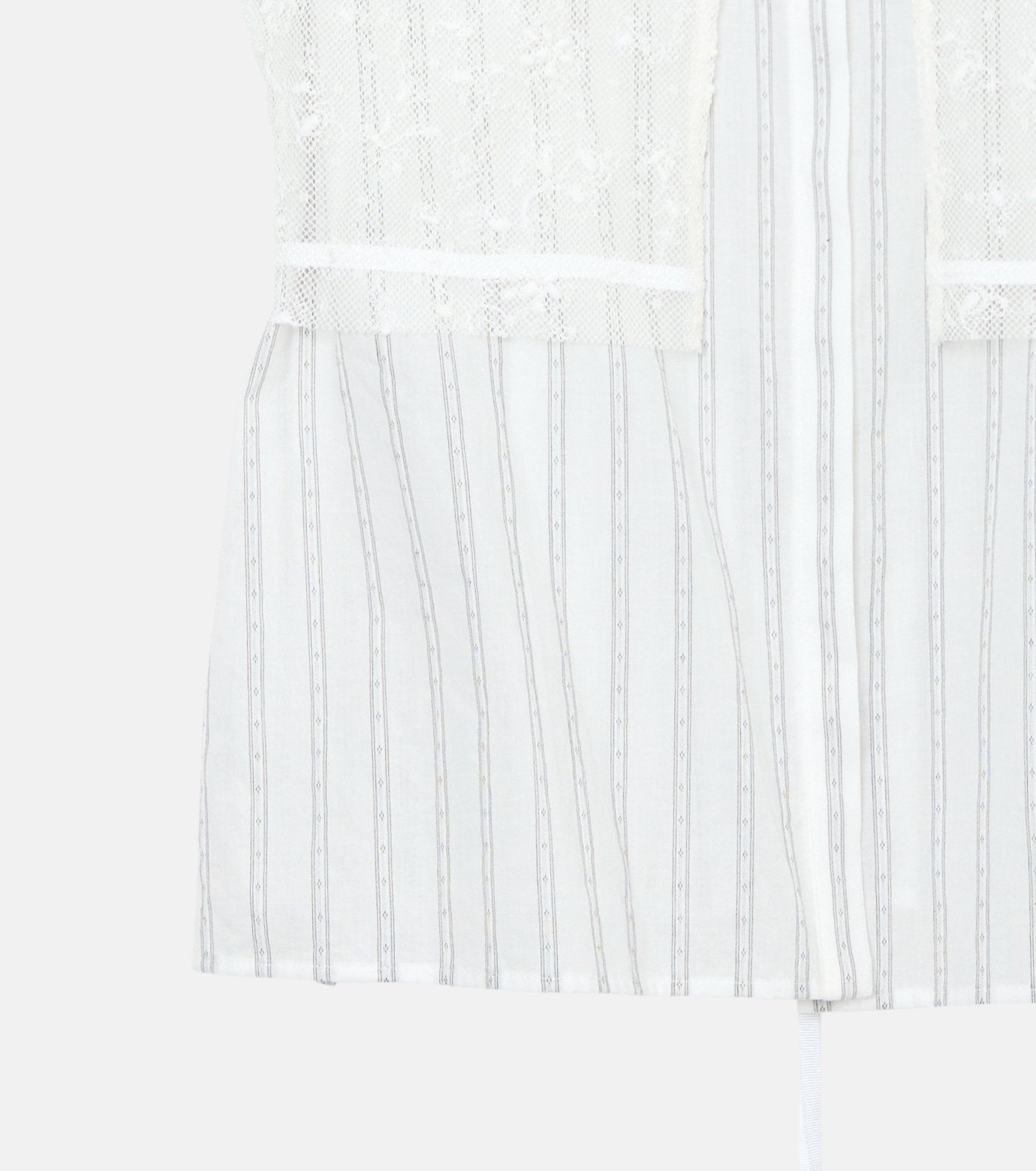 Striped Sleeveless Shirt with Lace Bib