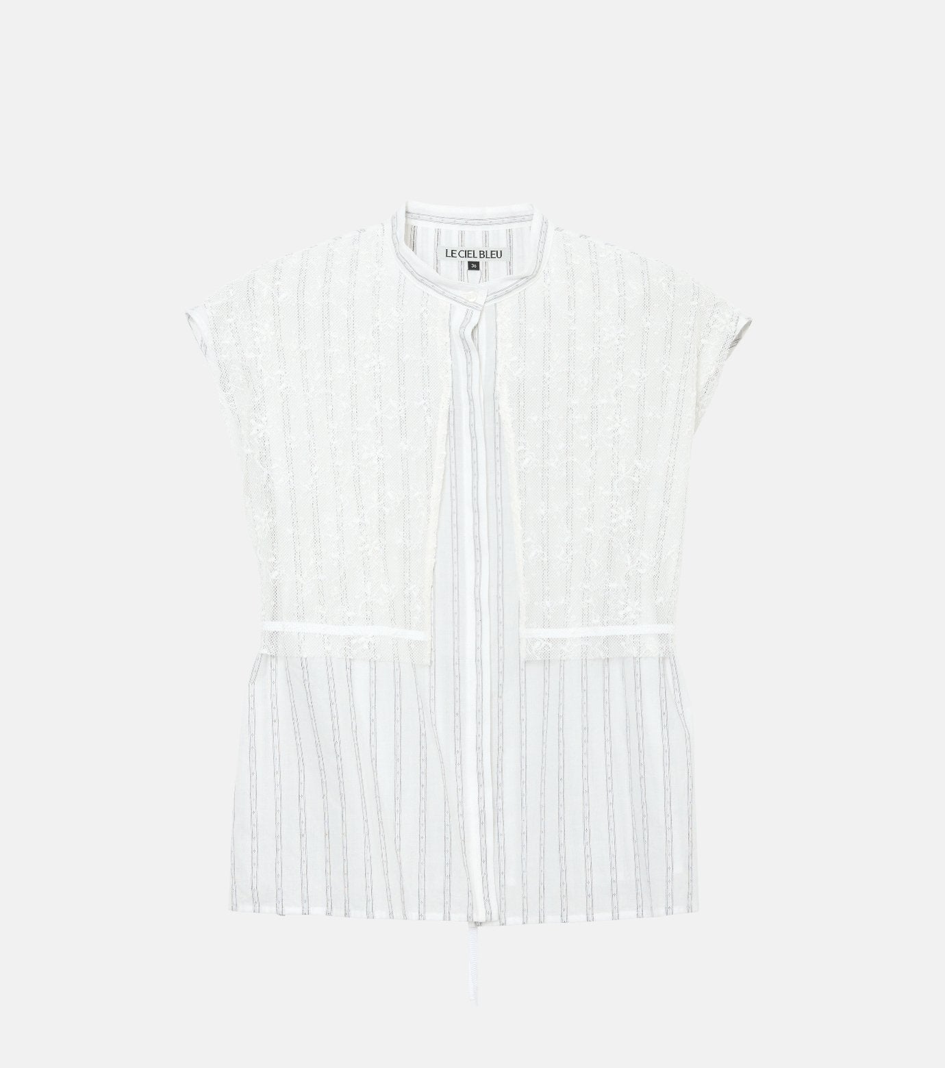 Striped Sleeveless Shirt with Lace Bib
