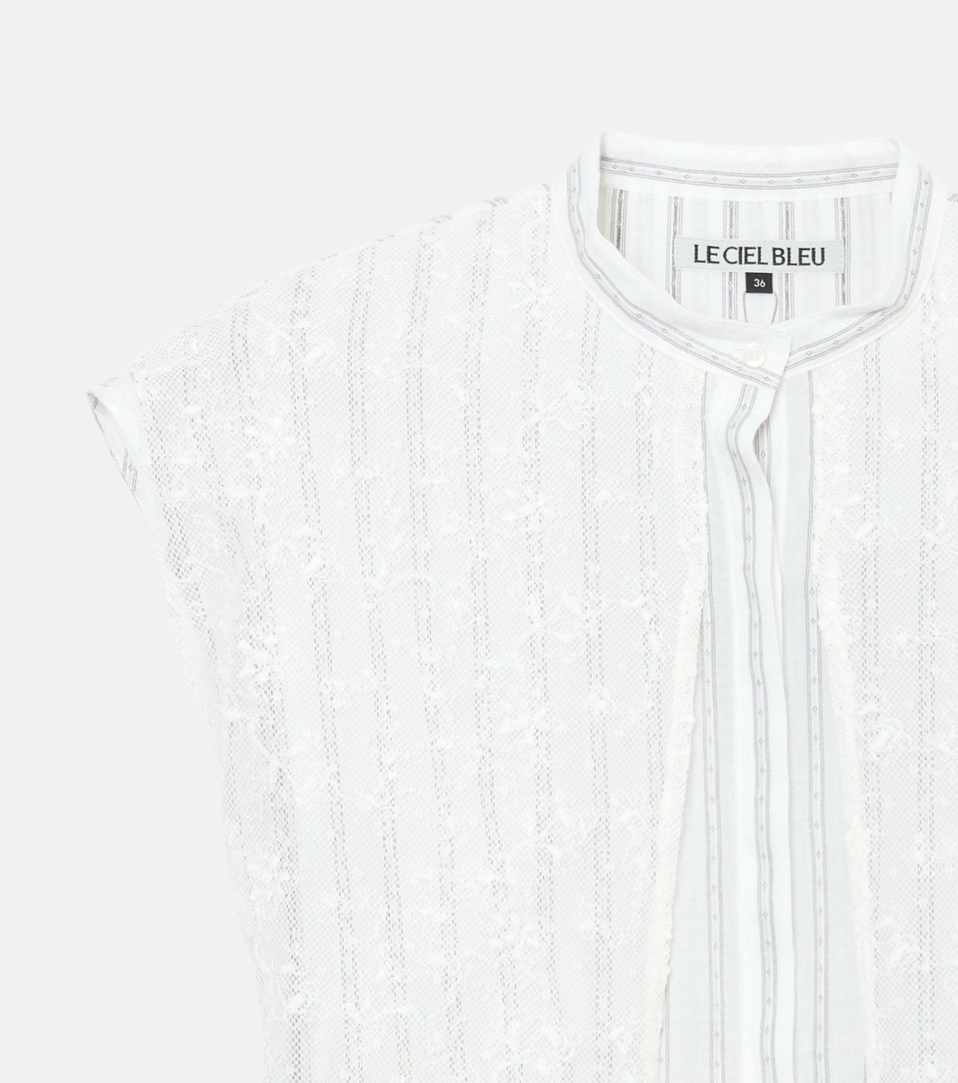 Striped Sleeveless Shirt with Lace Bib