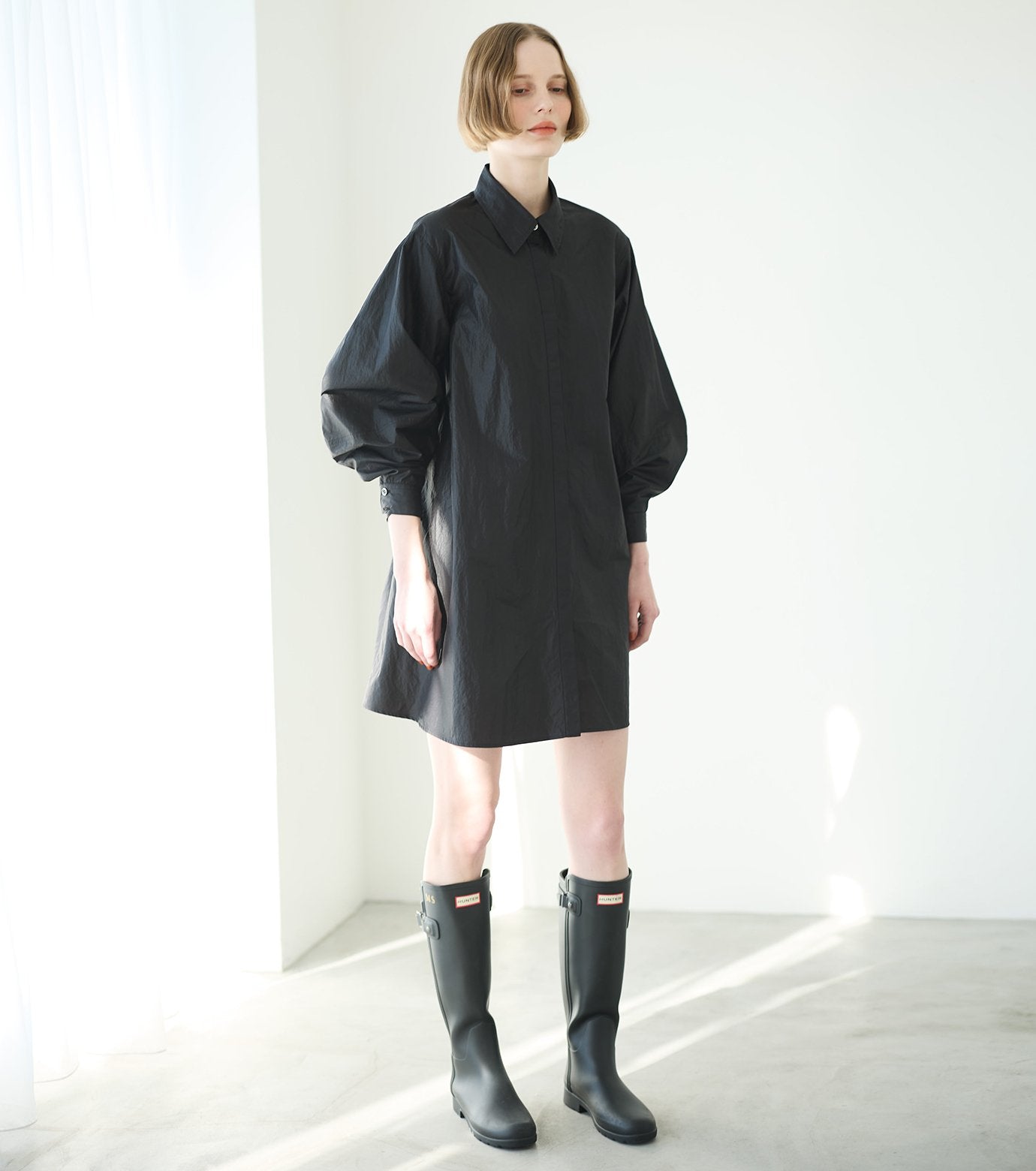 Nylon Lether Shirts Dress