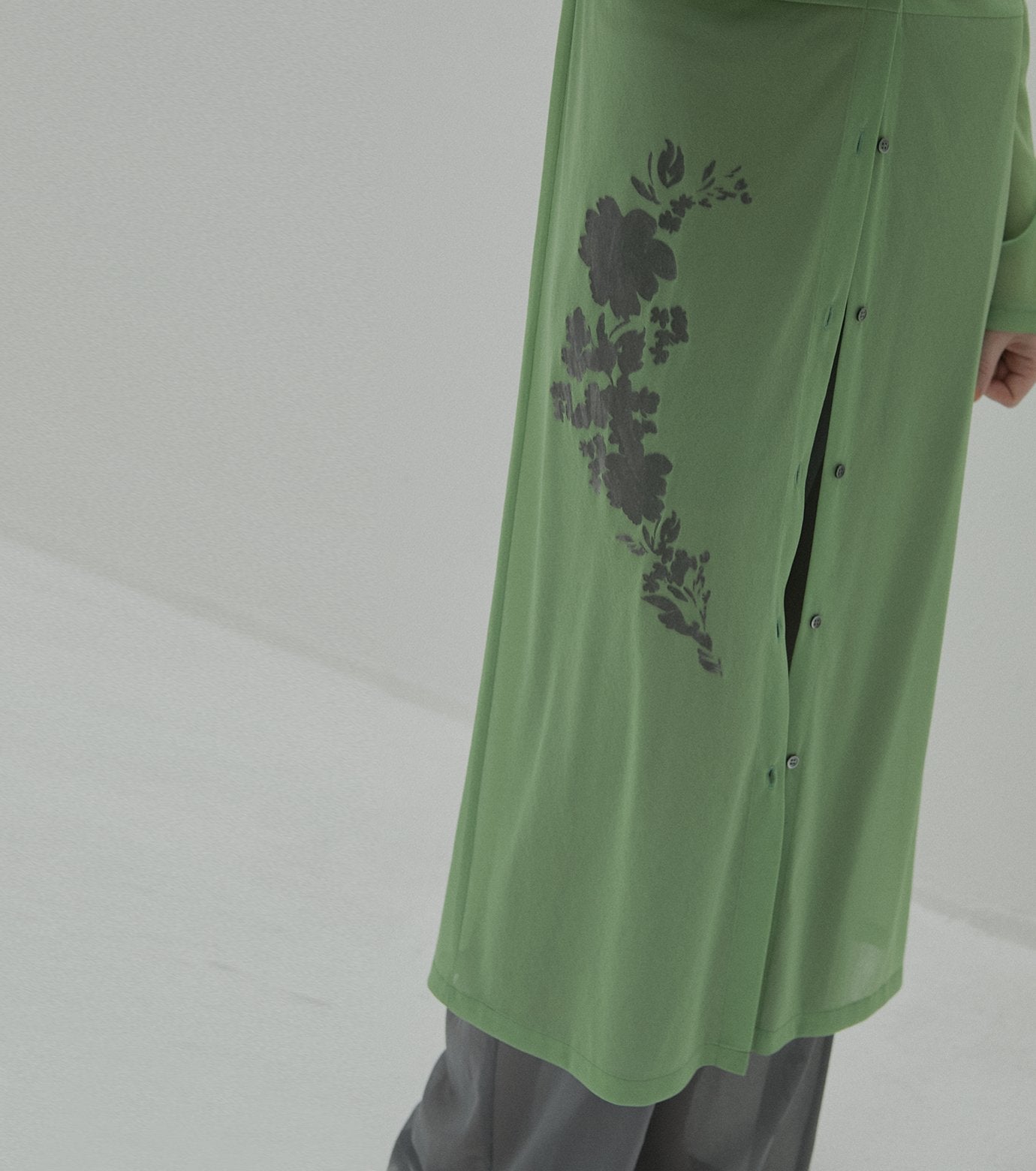 Sheer Shirt Dress w/Flocked Flower