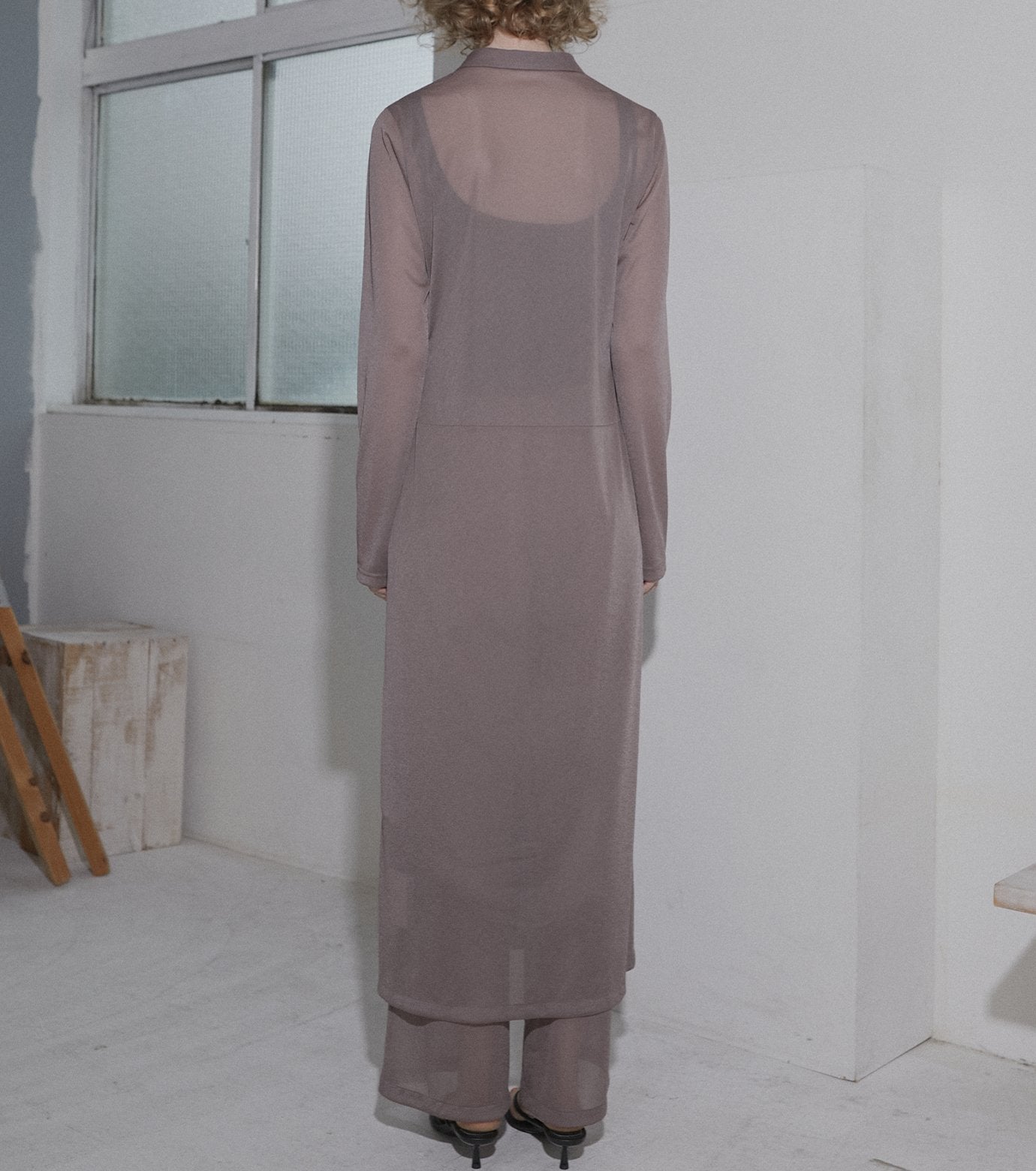 Sheer Shirt Dress w/Flocked Flower