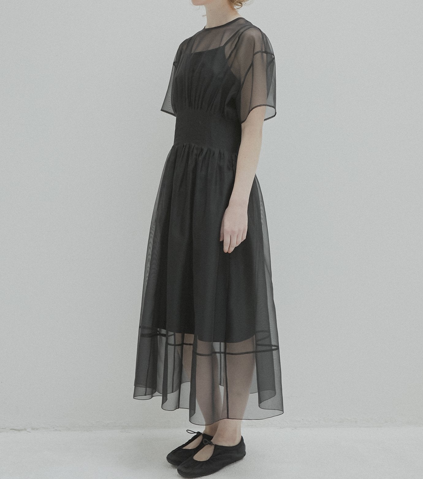 Sheer Gathered Waist Dress