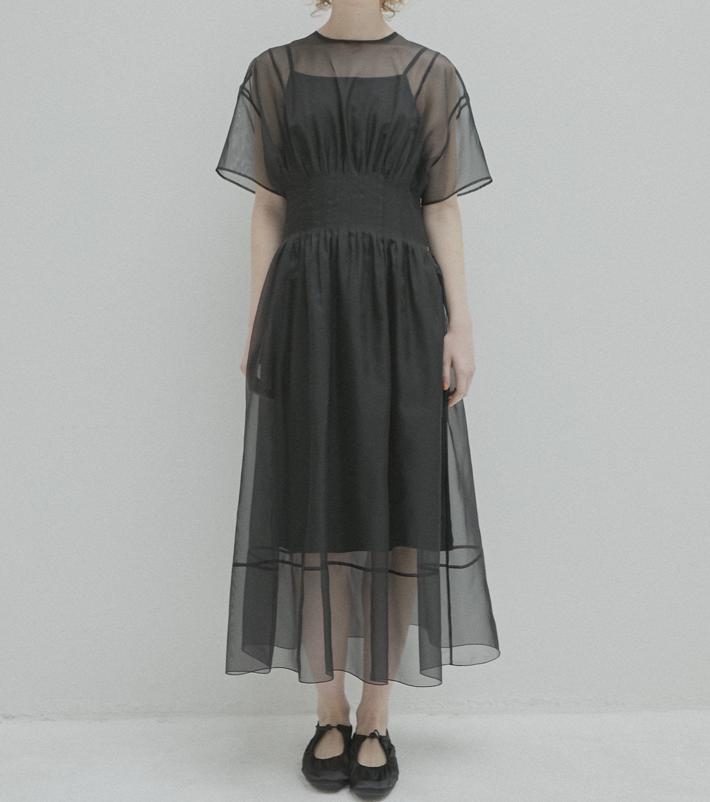Sheer Gathered Waist Dress