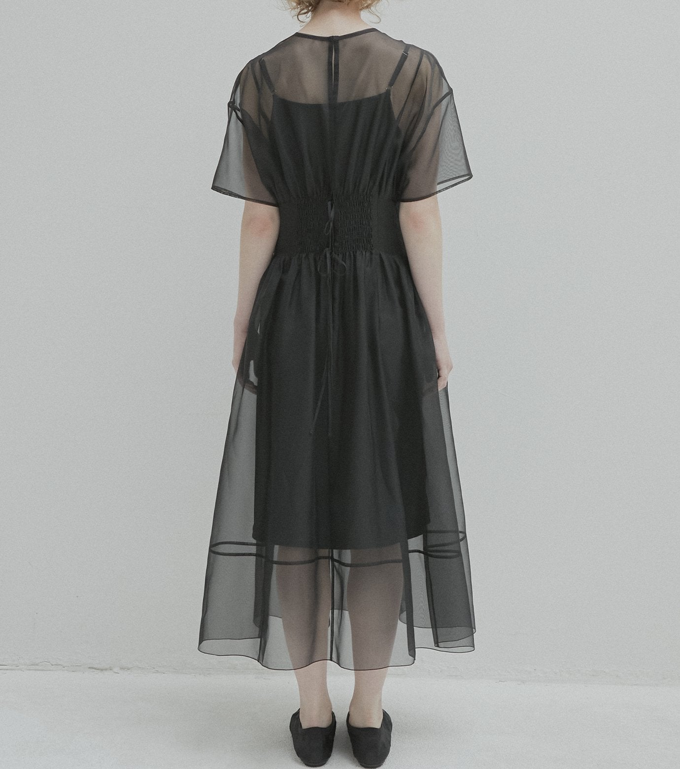 Sheer Gathered Waist Dress
