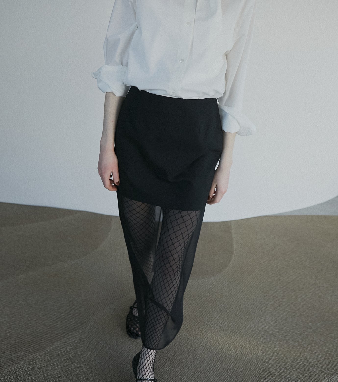 Sheer-Blend Pencil Skirt