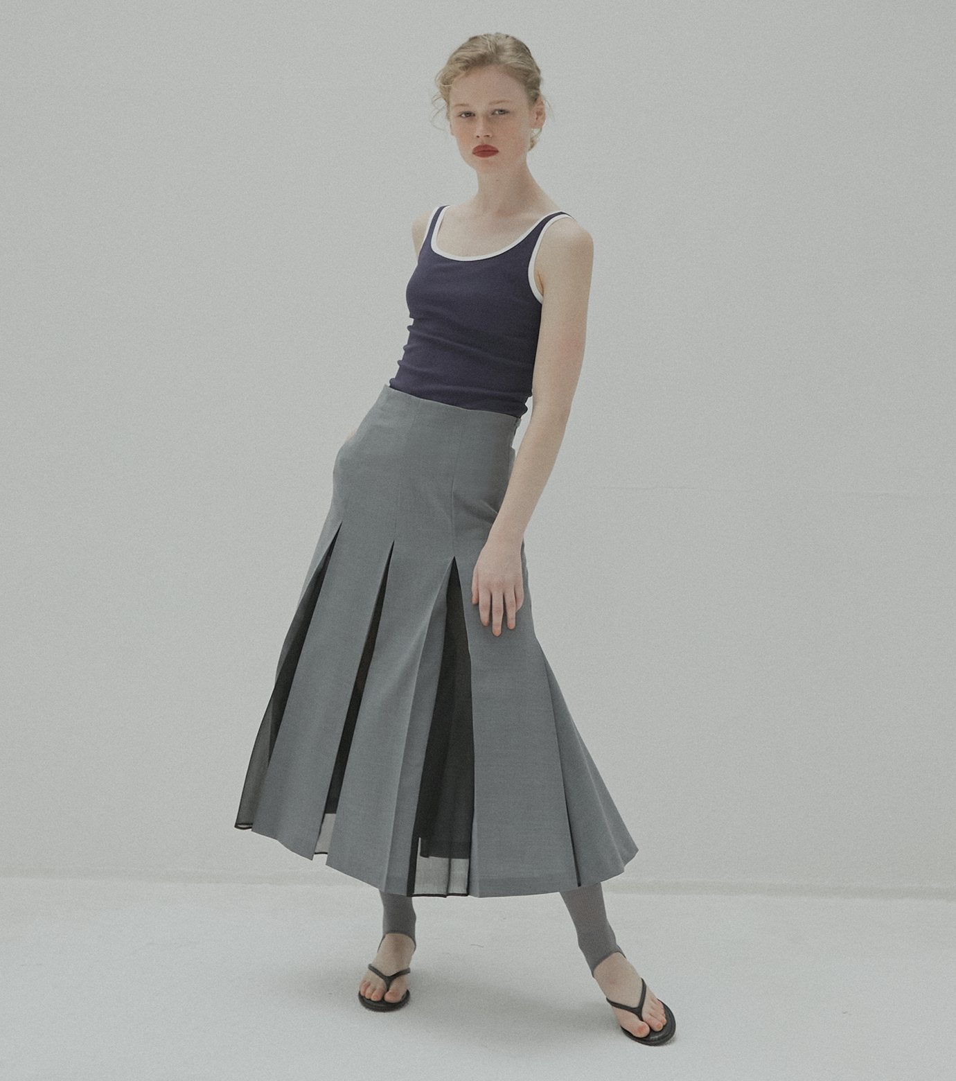 Pleated Skirt w/Sheer Detail