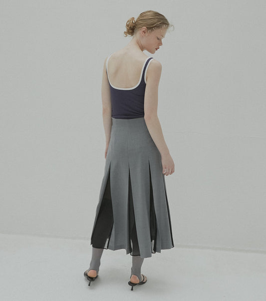 Pleated Skirt w/Sheer Detail