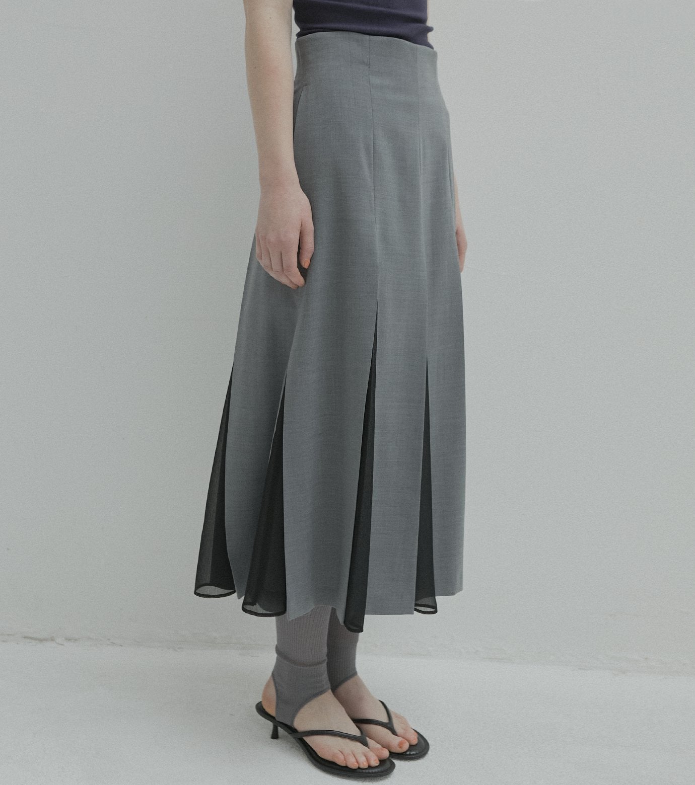 Pleated Skirt w/Sheer Detail