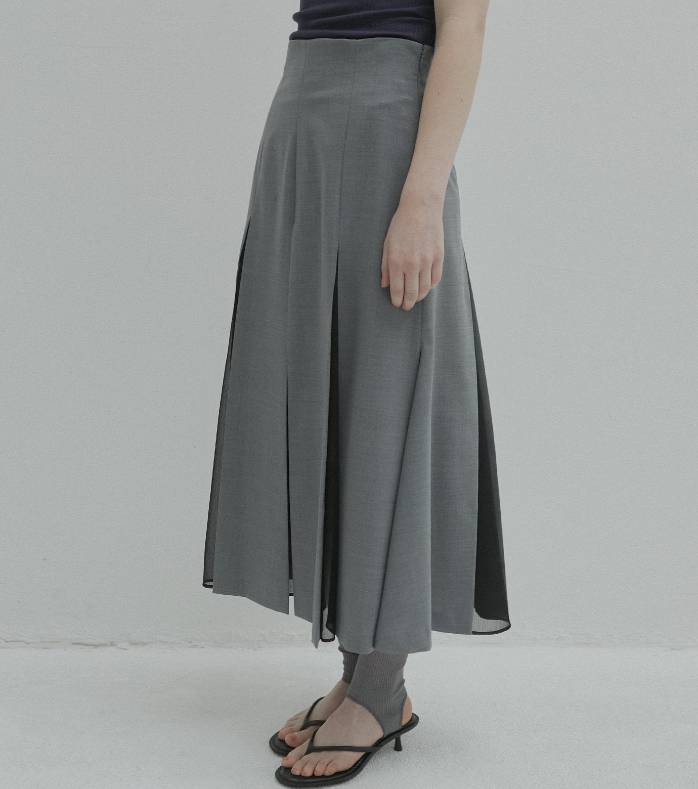 Pleated Skirt w/Sheer Detail