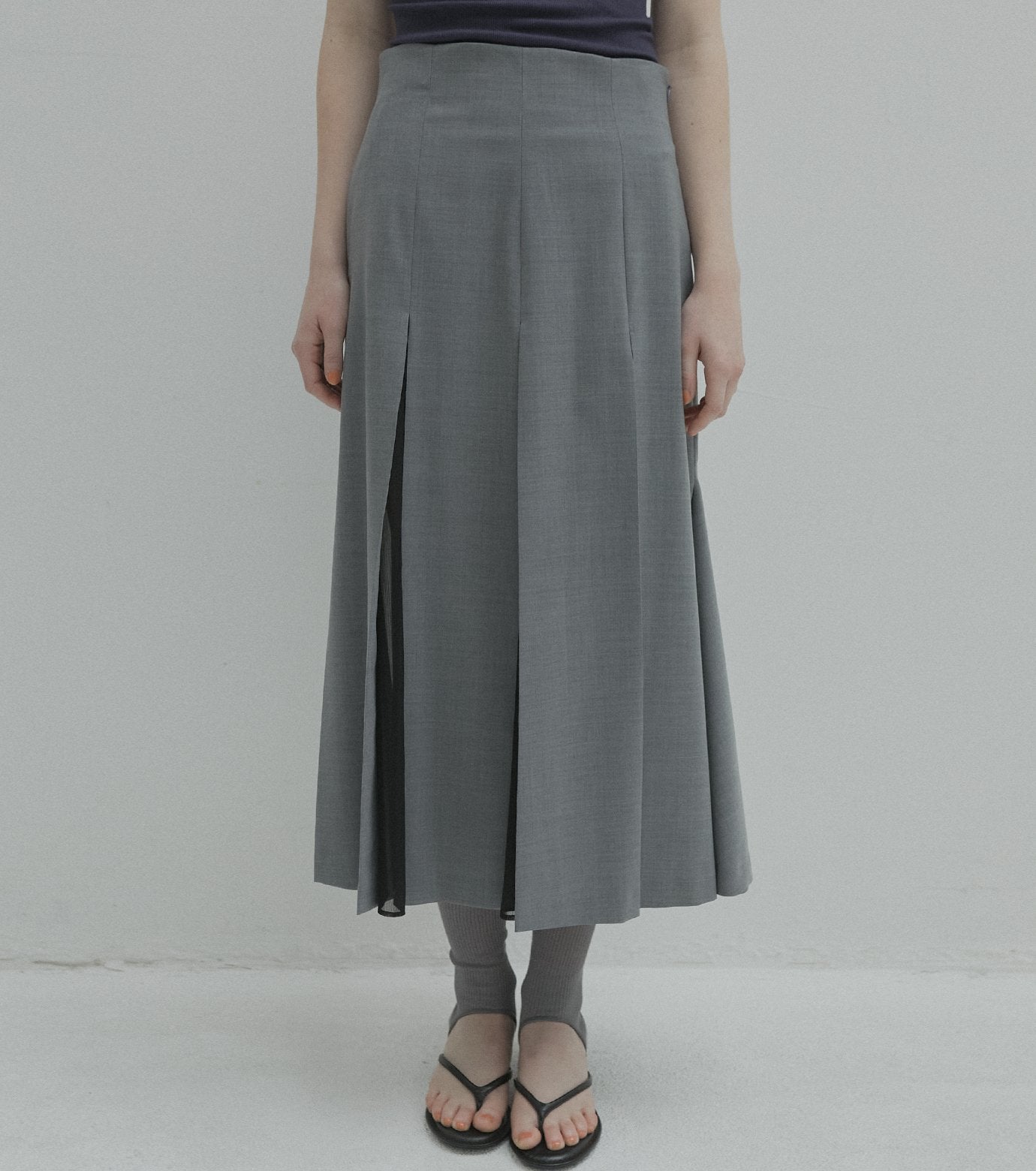 Pleated Skirt w/Sheer Detail