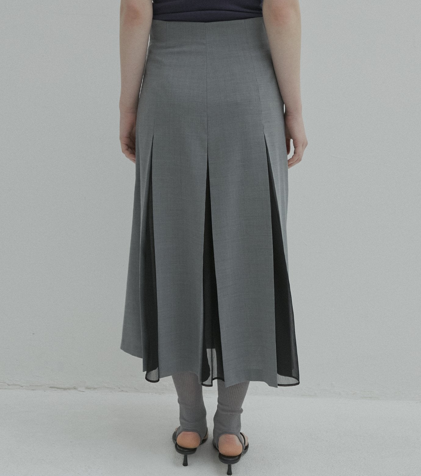 Pleated Skirt w/Sheer Detail