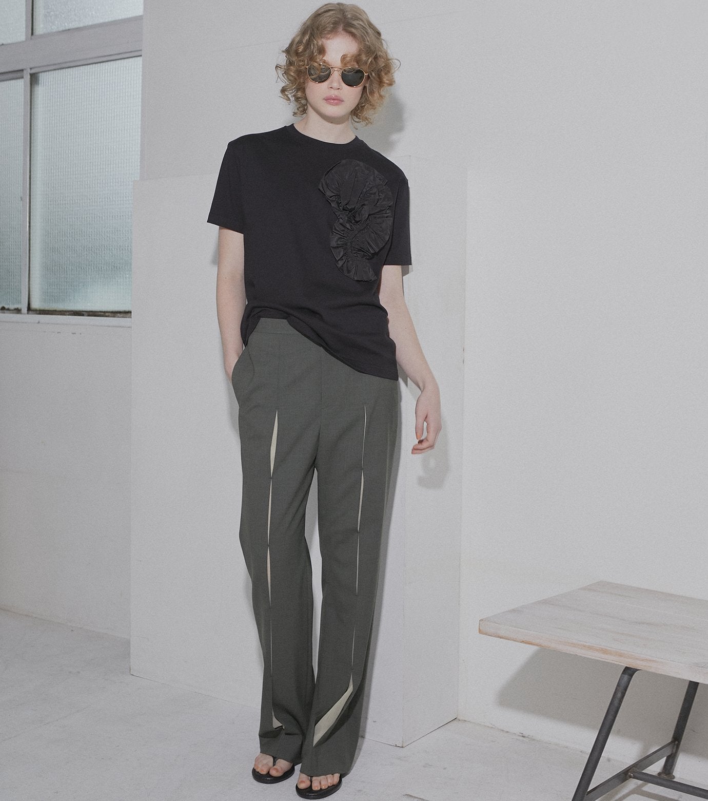 Slim Flare Pant w/Sheer Detail