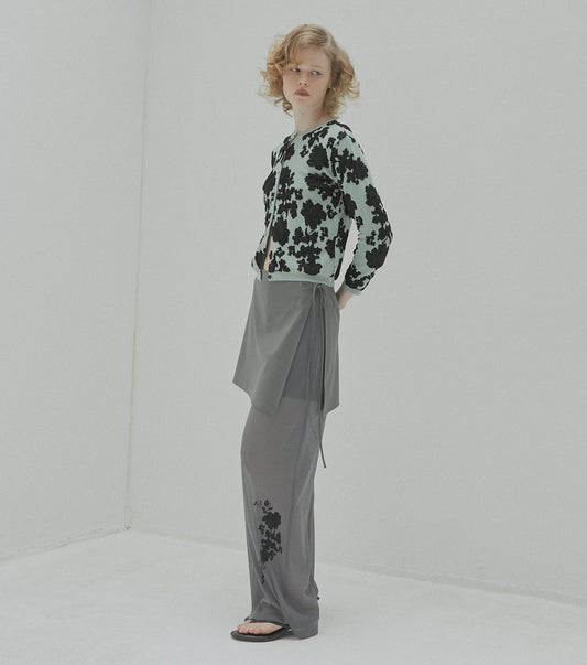 Sheer Relax Pant w/Flocked Flower