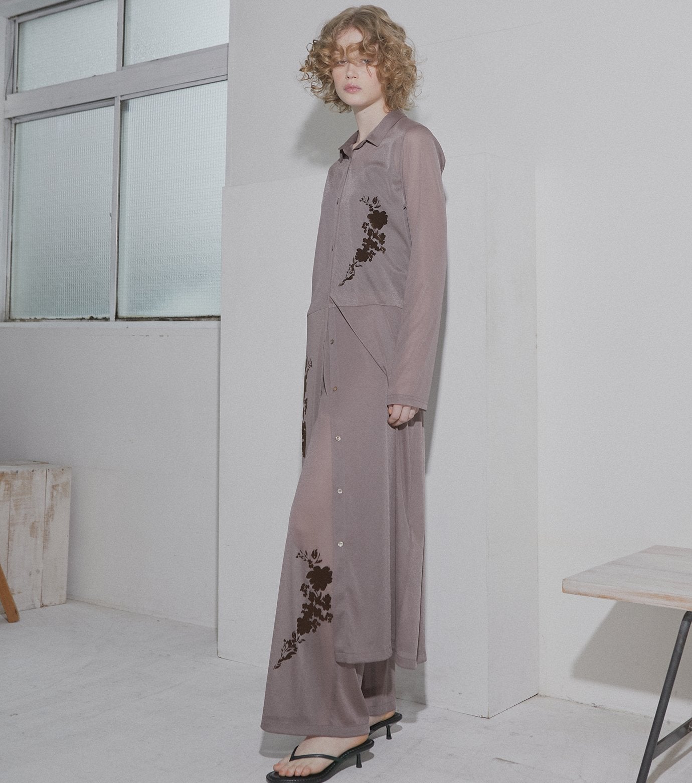 Sheer Relax Pant w/Flocked Flower