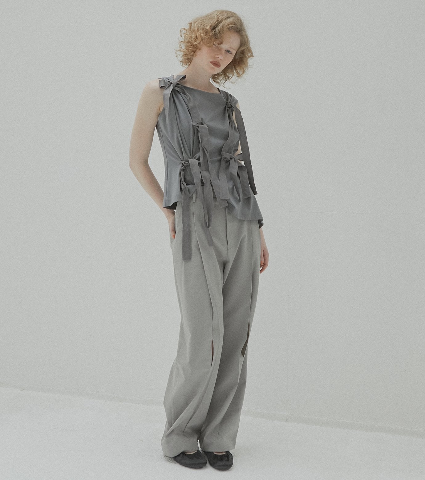 Wide Leg Trousers w/Cut Out Detail