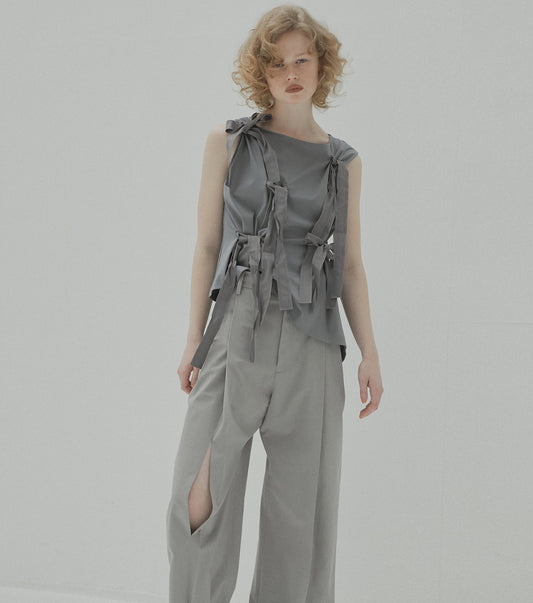 Wide Leg Trousers w/Cut Out Detail