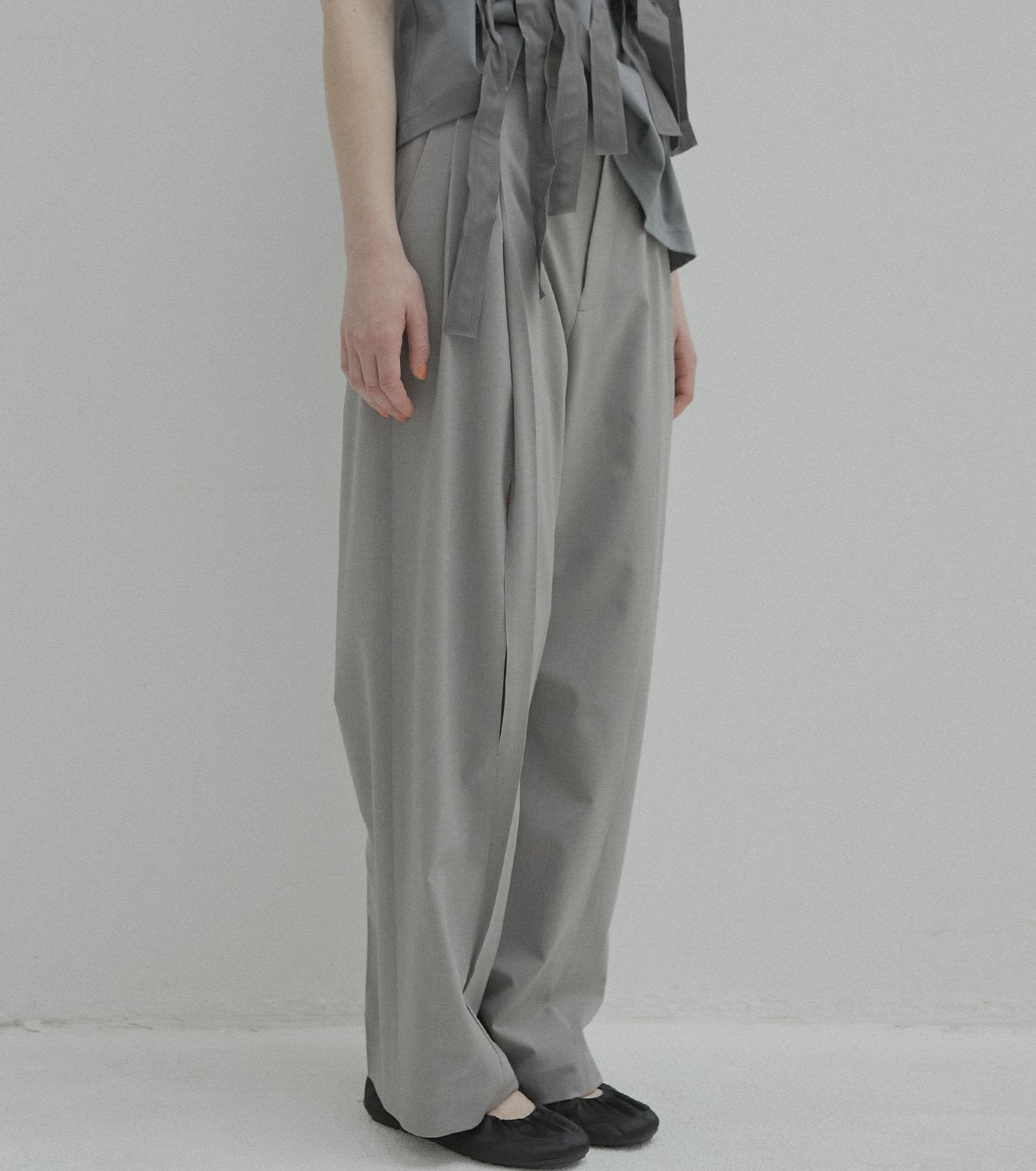 Wide Leg Trousers w/Cut Out Detail