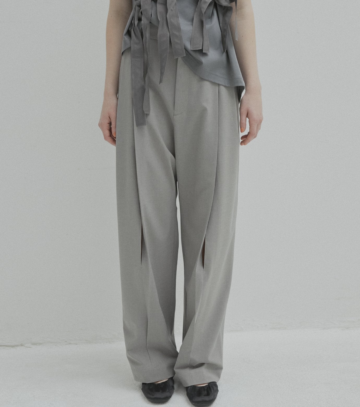 Wide Leg Trousers w/Cut Out Detail