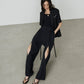 Wide Leg Trousers w/Cut Out Detail