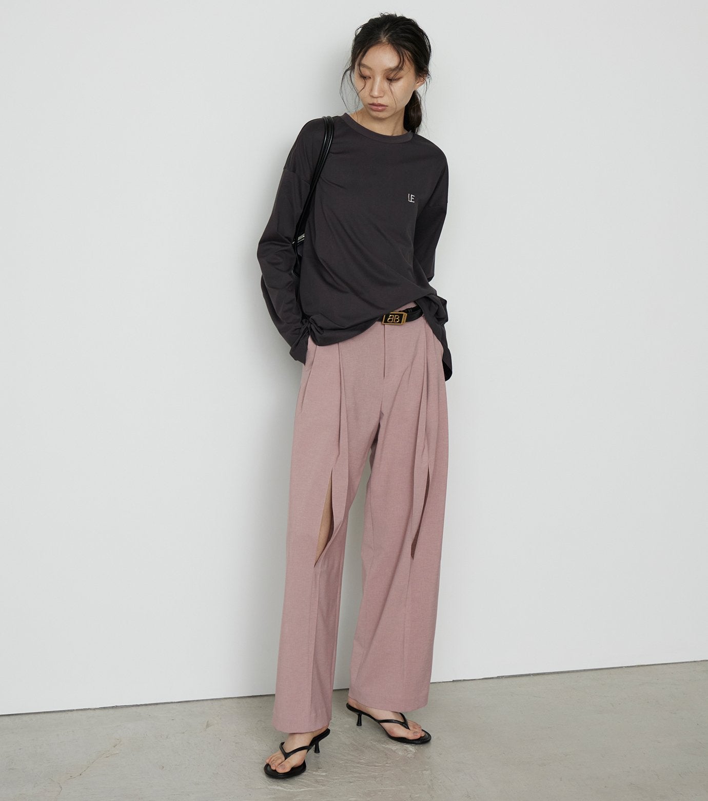 Wide Leg Trousers w/Cut Out Detail