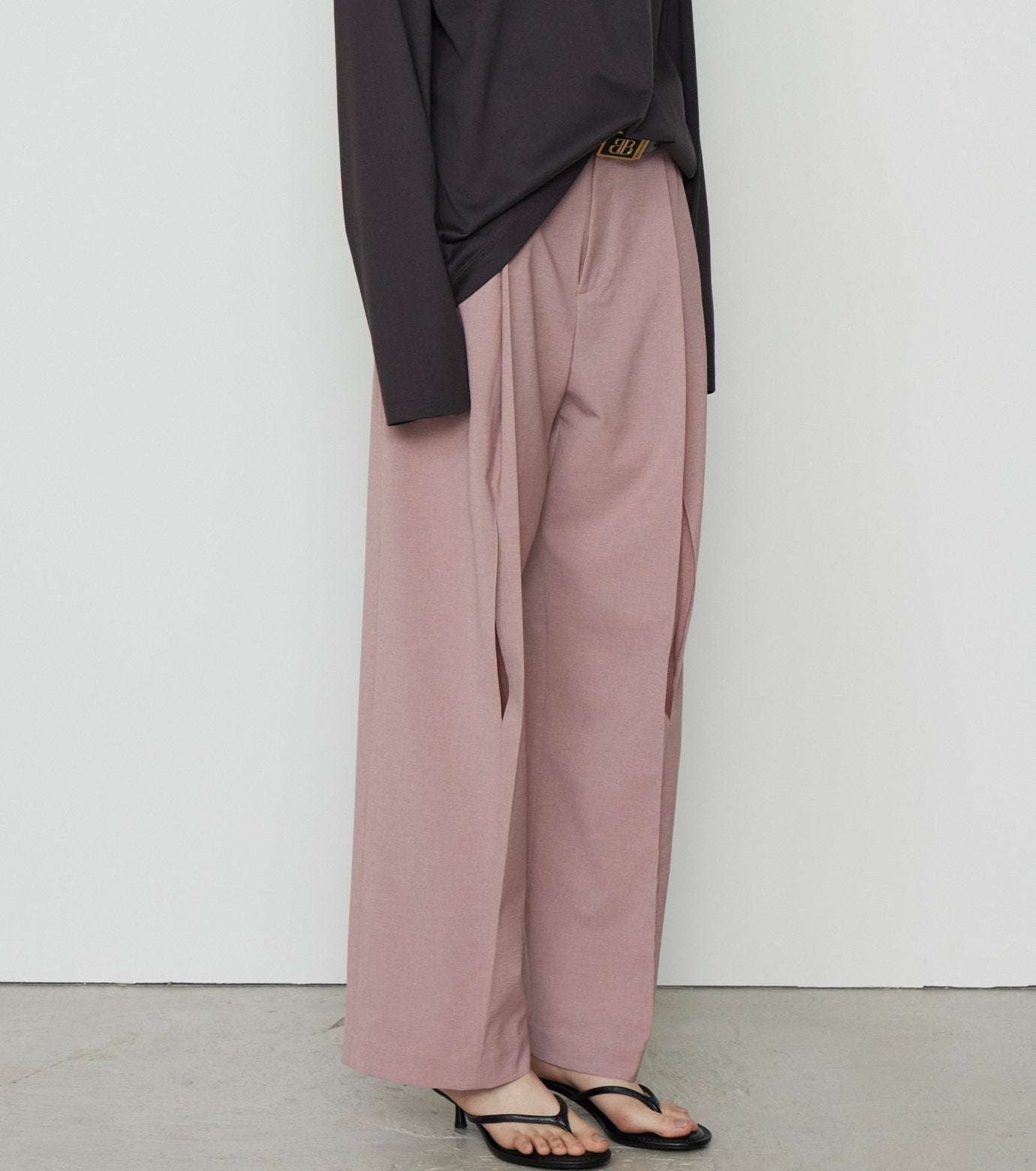 Wide Leg Trousers w/Cut Out Detail