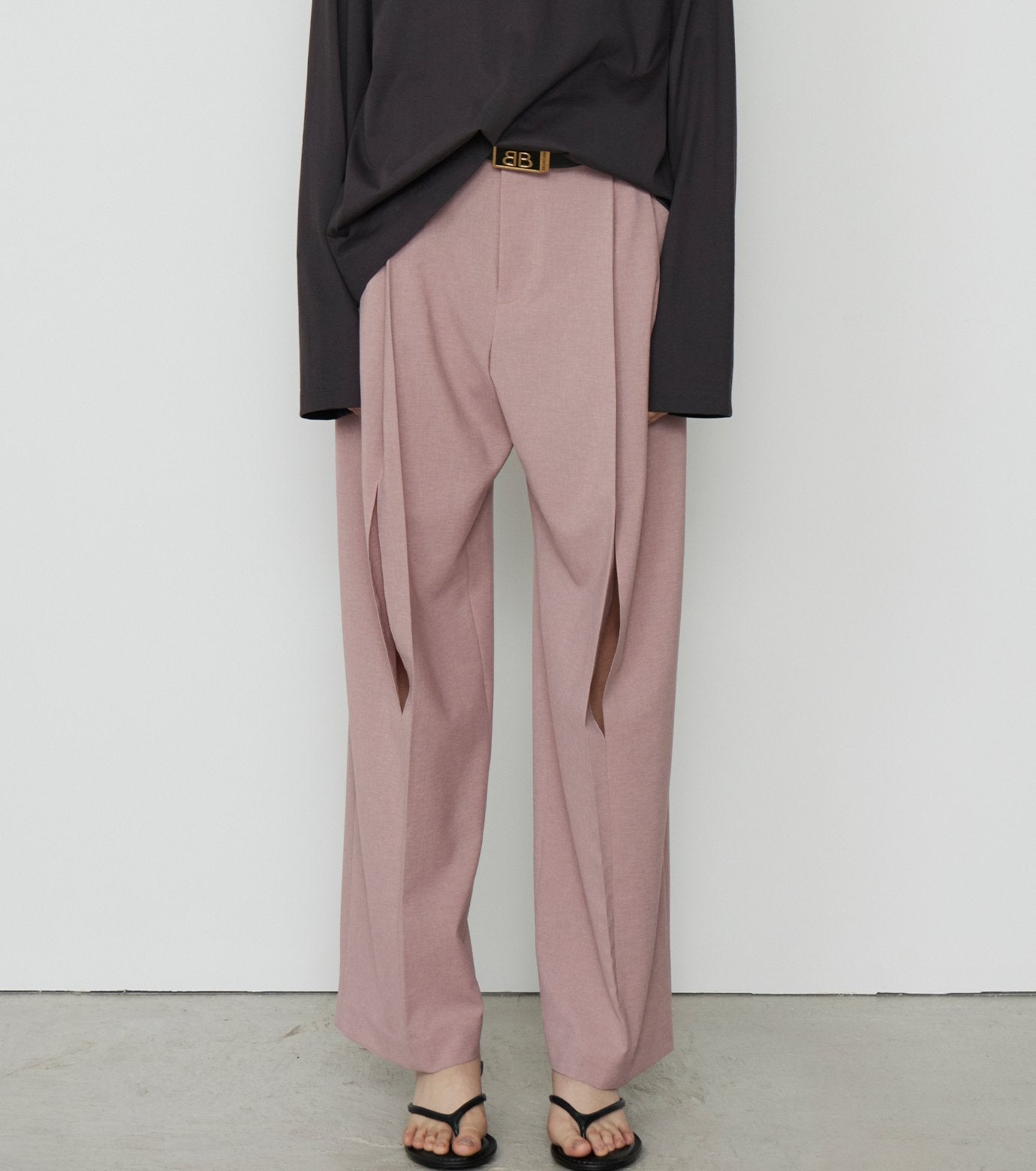 Wide Leg Trousers w/Cut Out Detail
