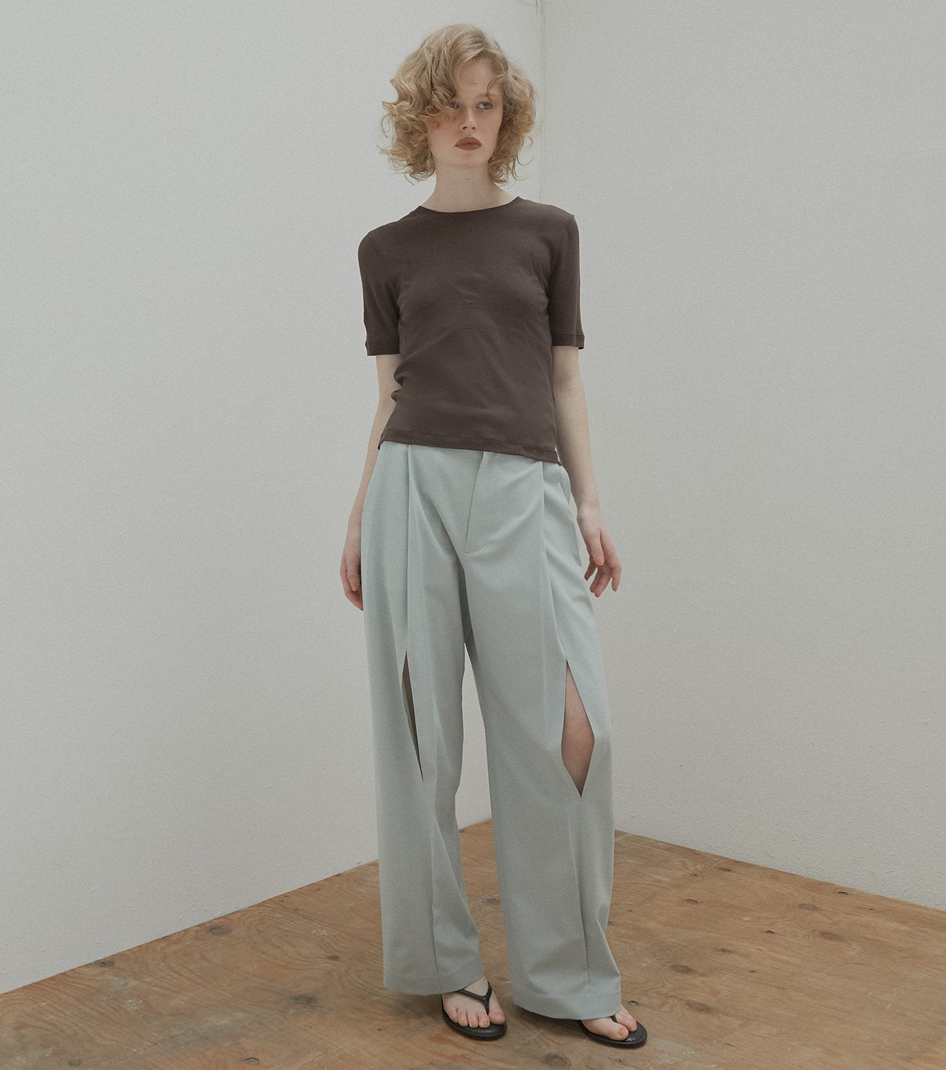 Wide Leg Trousers w/Cut Out Detail