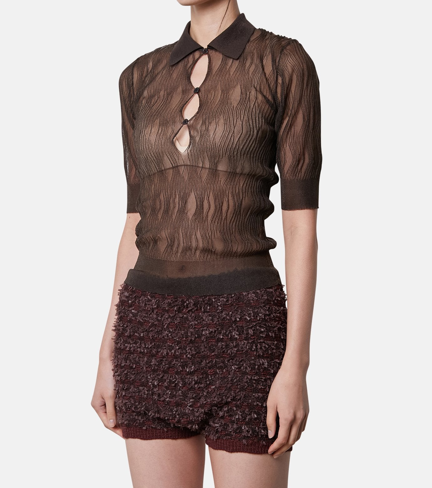 Wave Pattern Knit Polo