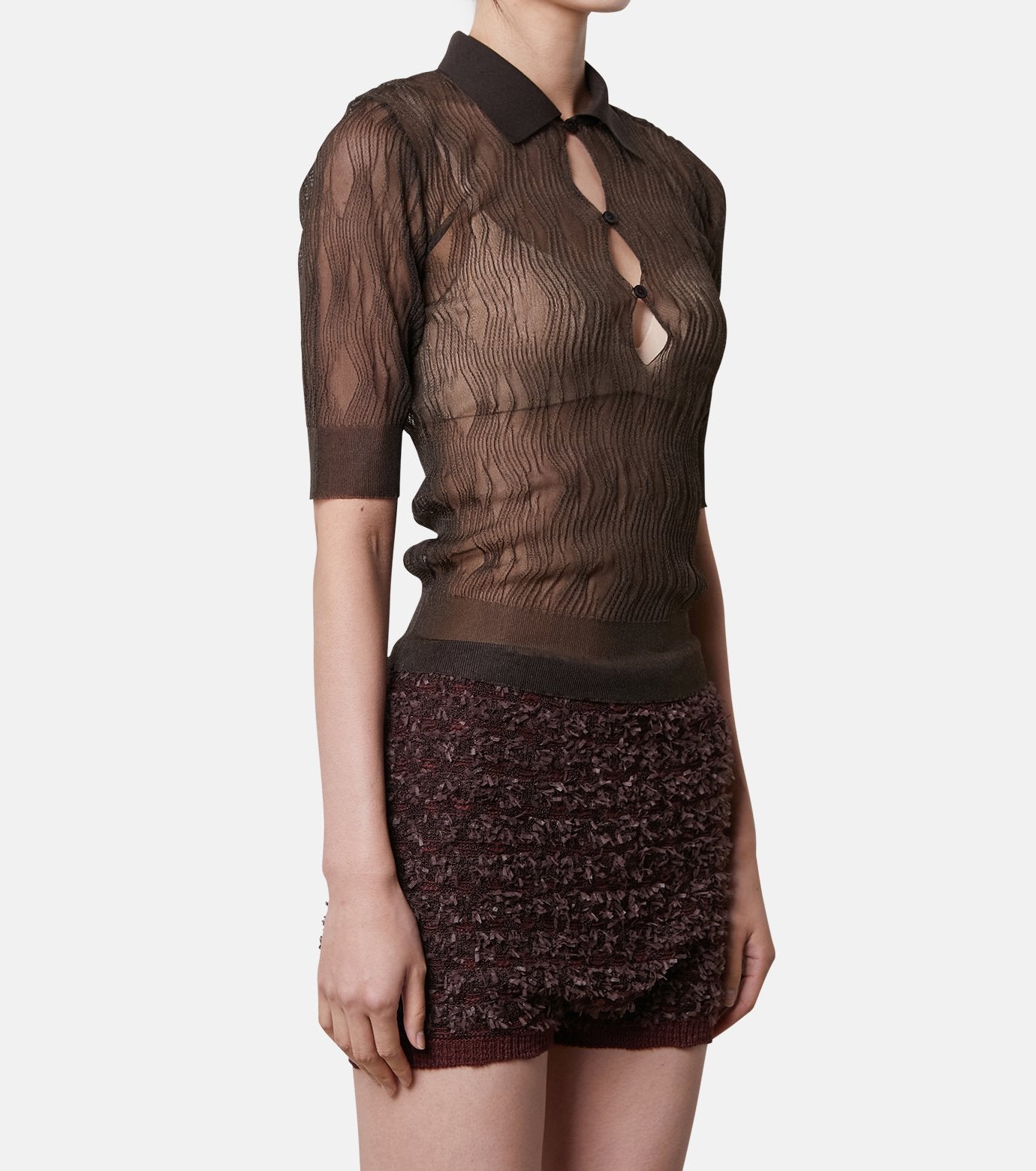 Wave Pattern Knit Polo