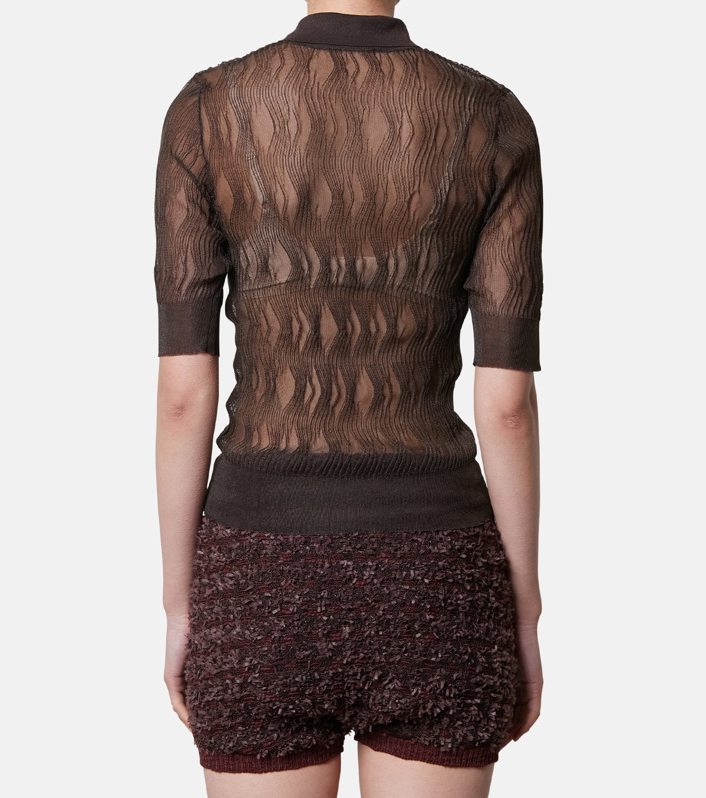 Wave Pattern Knit Polo