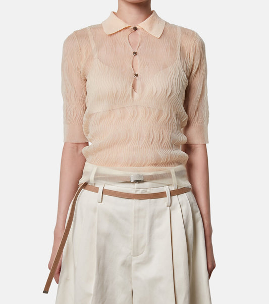 Wave Pattern Knit Polo