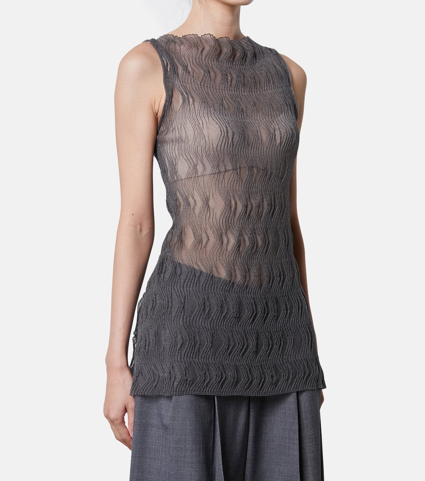 Wave Pattern Knit Tops