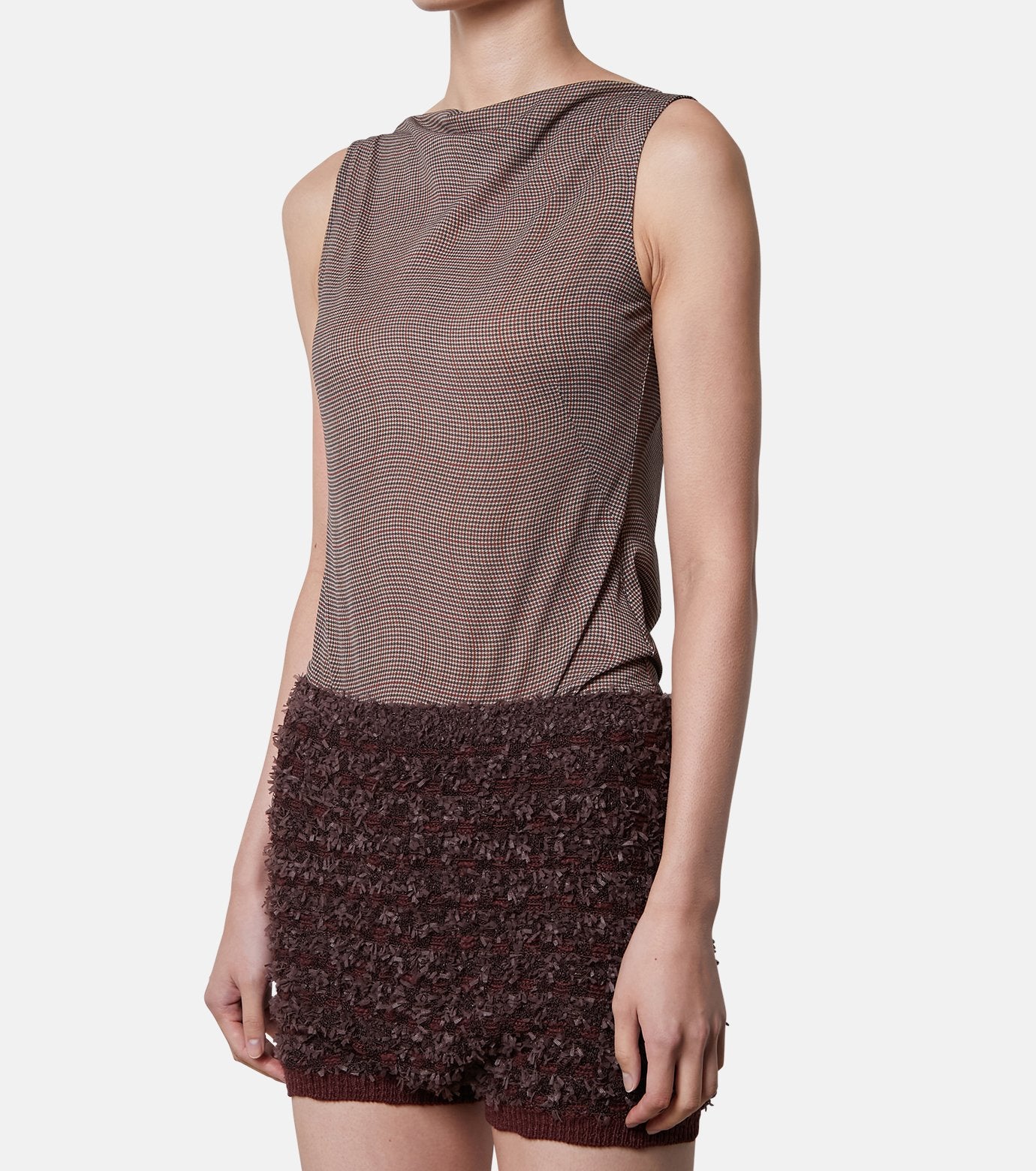 Distorted Check Body Suit Tops