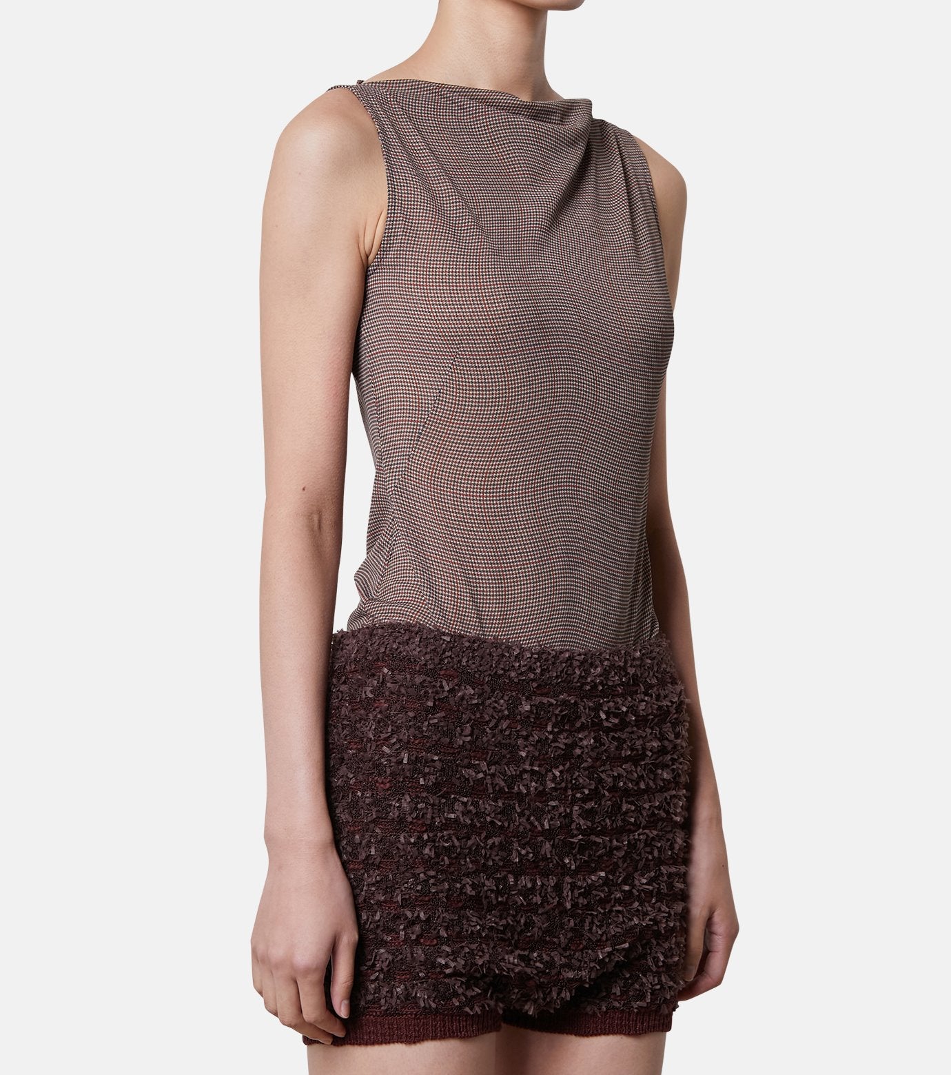 Distorted Check Body Suit Tops