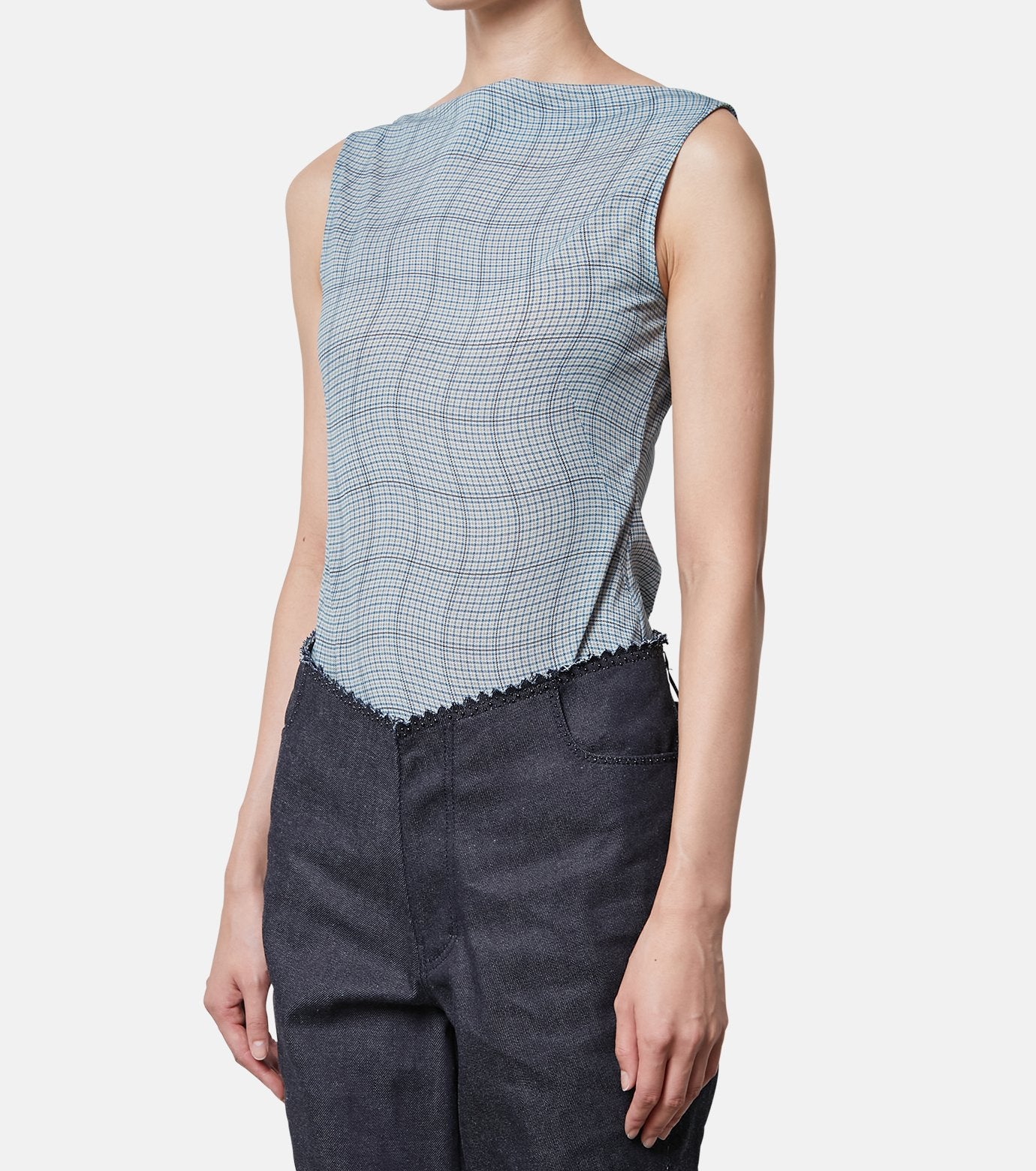 Distorted Check Body Suit Tops