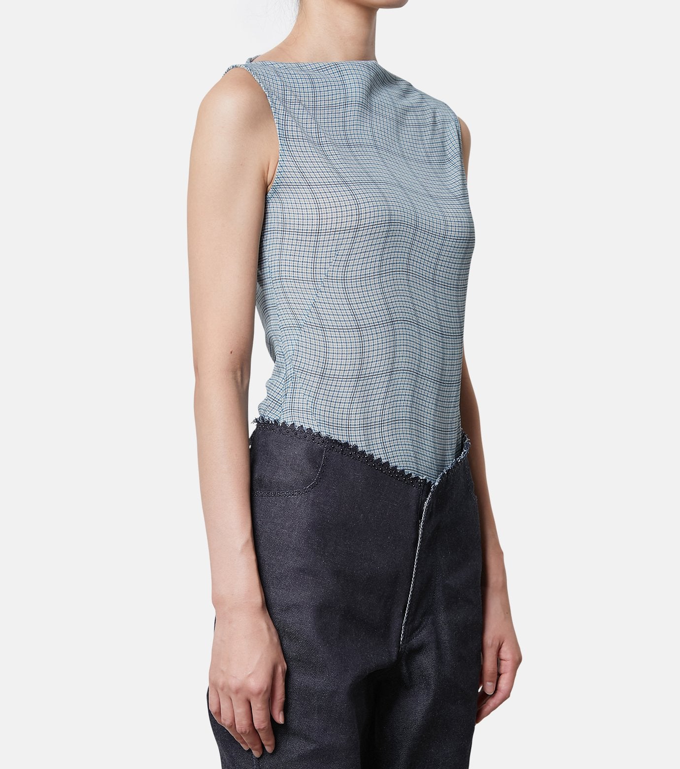 Distorted Check Body Suit Tops