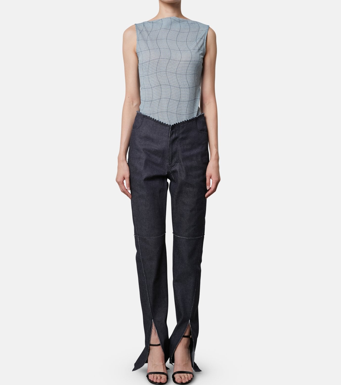 Distorted Check Body Suit Tops