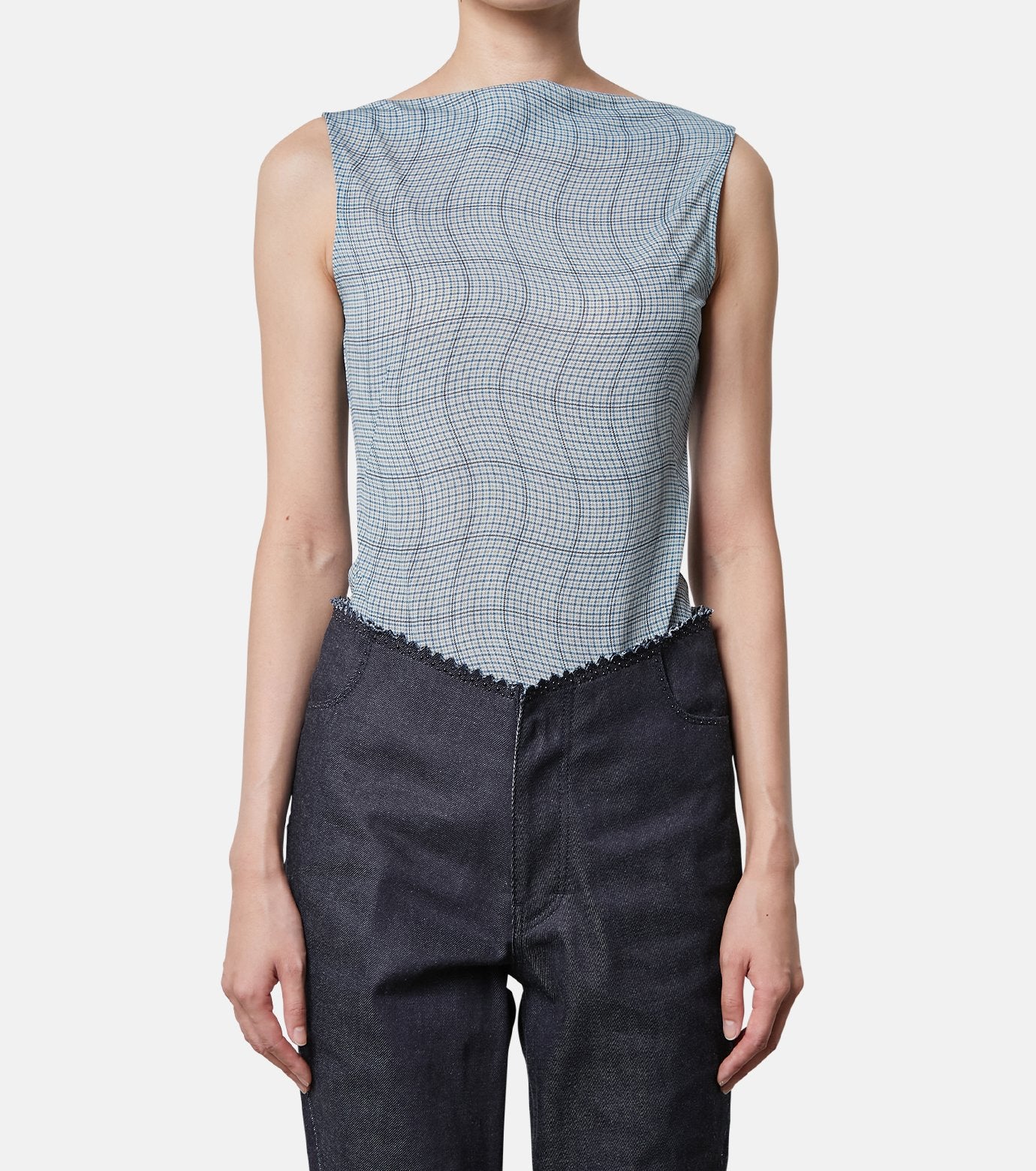 Distorted Check Body Suit Tops