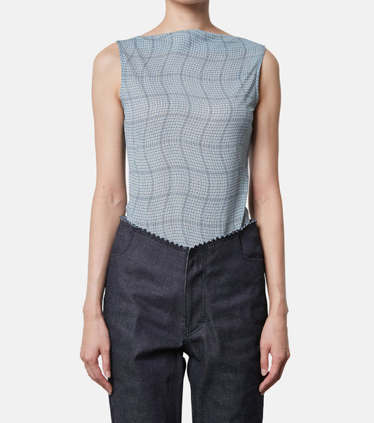 Distorted Check Body Suit Tops