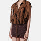 Flocky Print Cropped Shirt