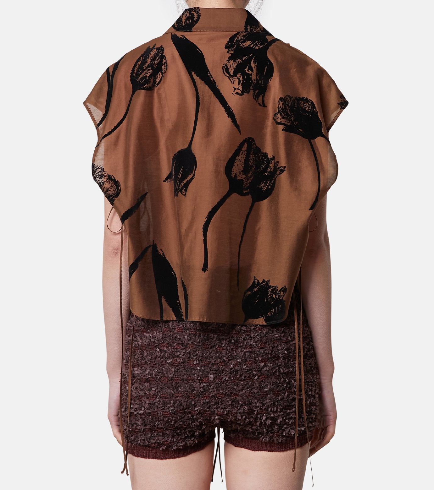 Flocky Print Cropped Shirt