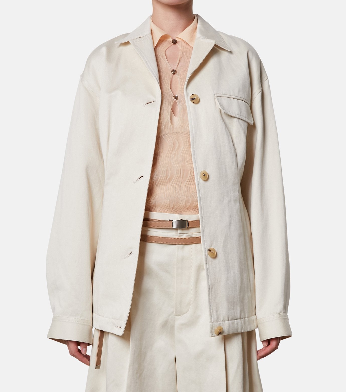 Cotton Satin Blouson Jacket
