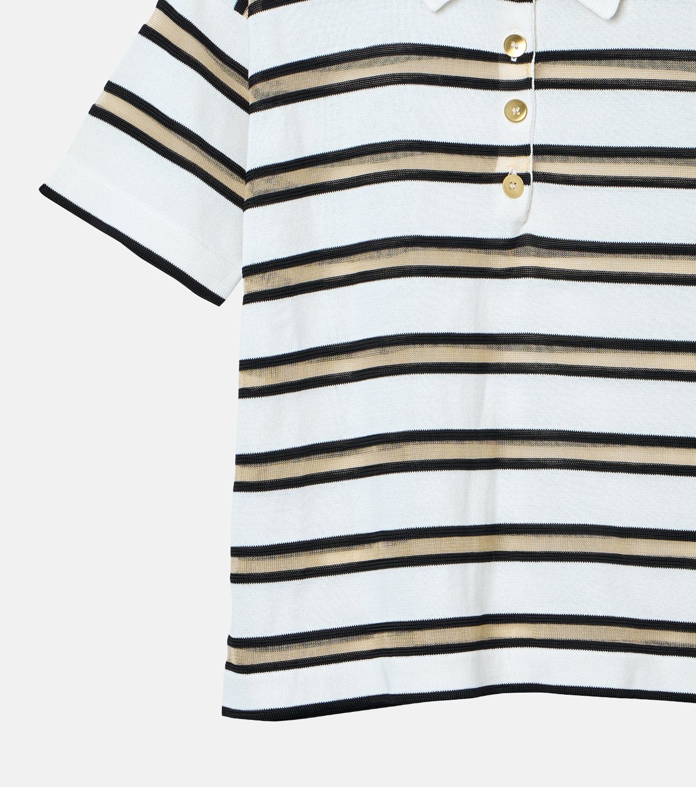 Sheer Striped Polo Knit